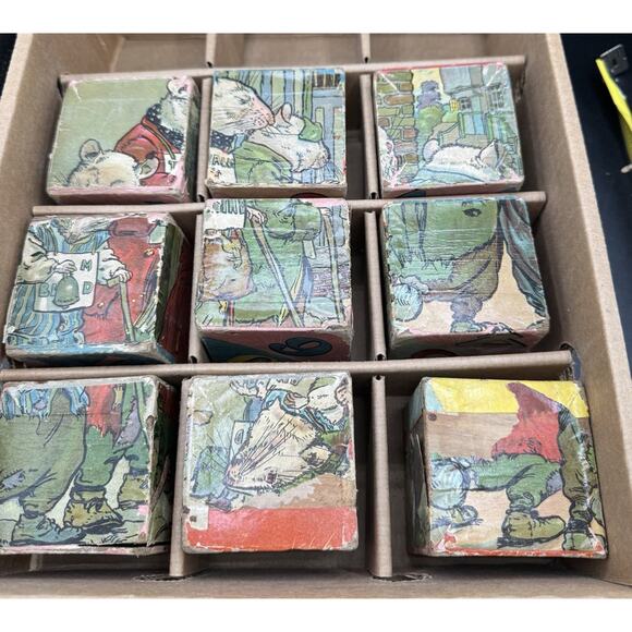 Victorian 1800’s Vtg German Six Sided Wooden Block/Cube Puzzle Blocks - Picture 9 of 12